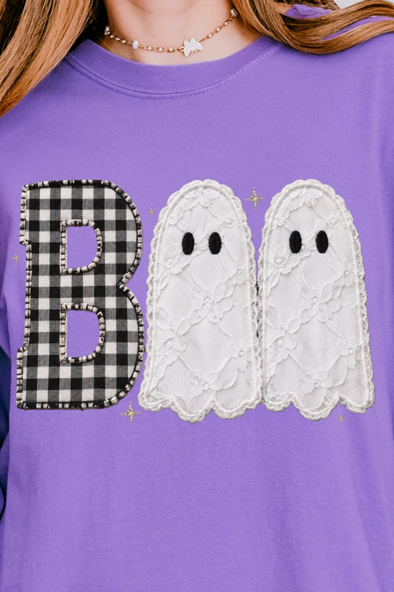 Gingham & Lace Boo Comfort Colors Heavyweight Long T-Shirt product image 2