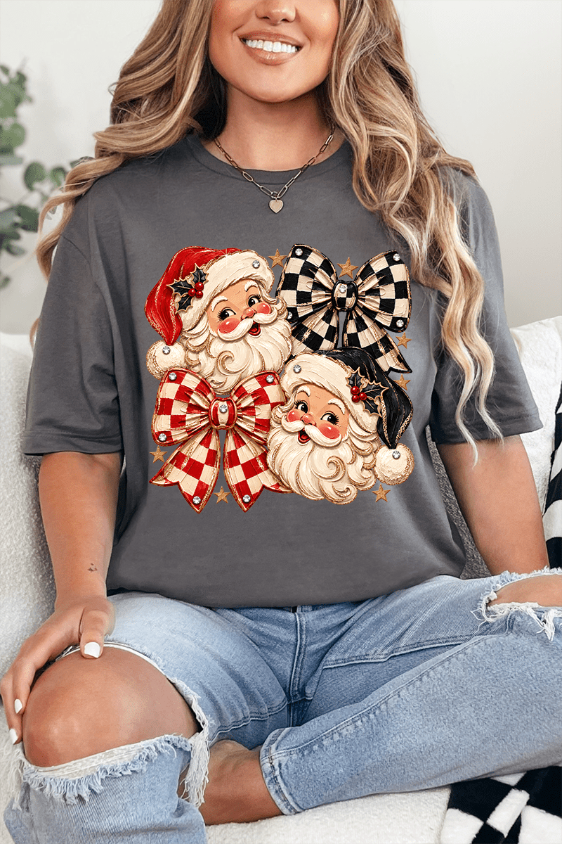 Merry Check Santa Softstyle Adult T-Shirt product image 4