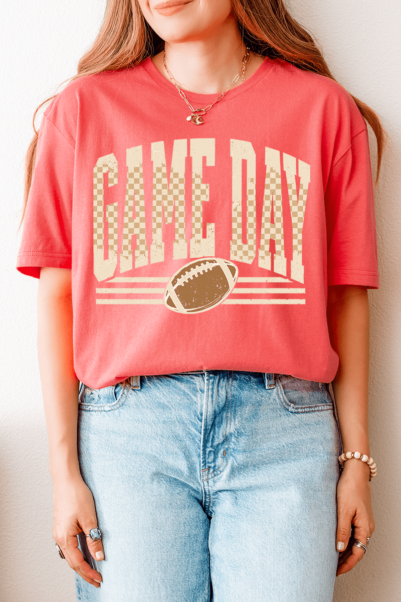 Checkered Taupe Game Day Softstyle Adult T-Shirt product image 4