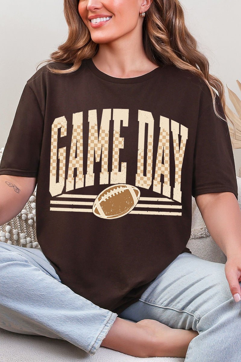 Checkered Taupe Game Day Softstyle Adult T-Shirt product image 1