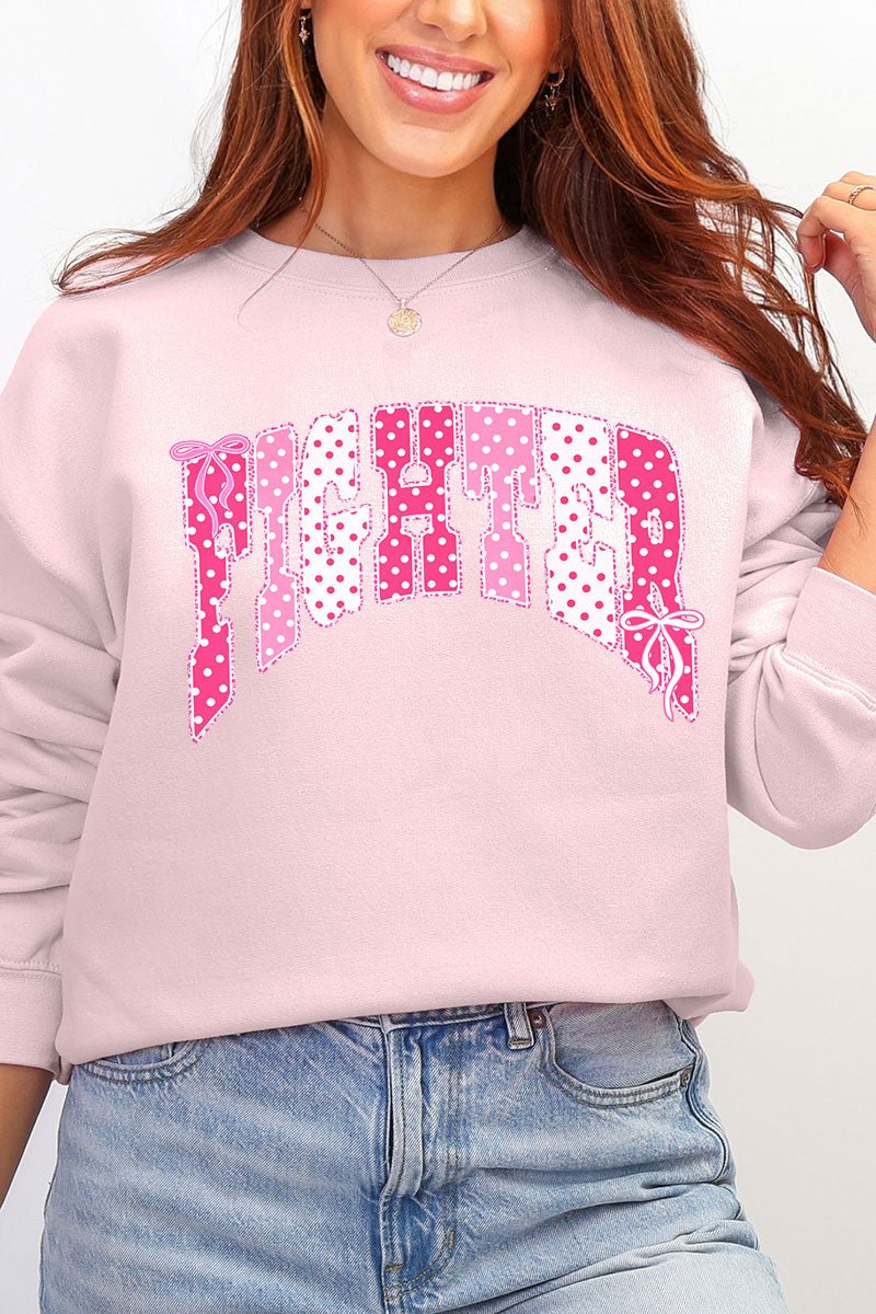 Pink Polka Pop Fighter Ecosmart Crewneck Sweatshirt product image 6