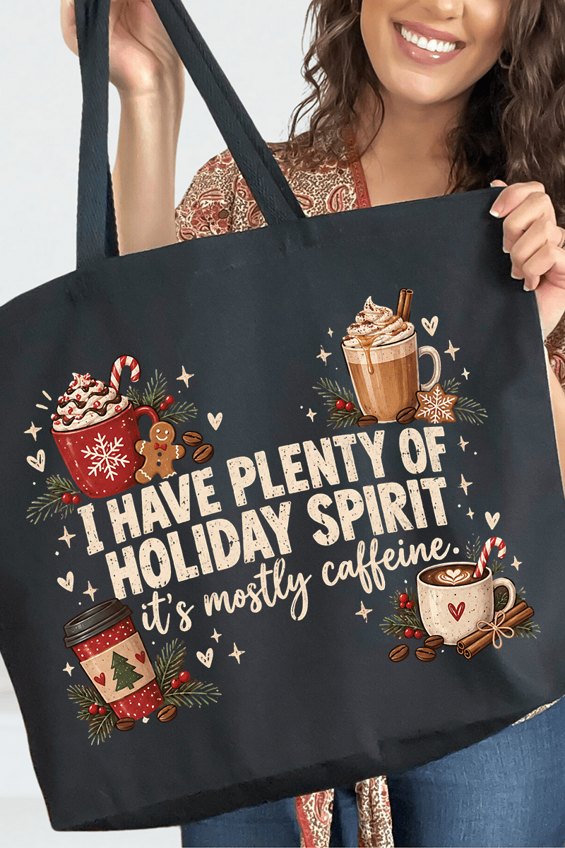 Caffeinated Holiday Spirit Canvas Jumbo Tote