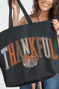 Thankful Sketch Canvas Jumbo Tote