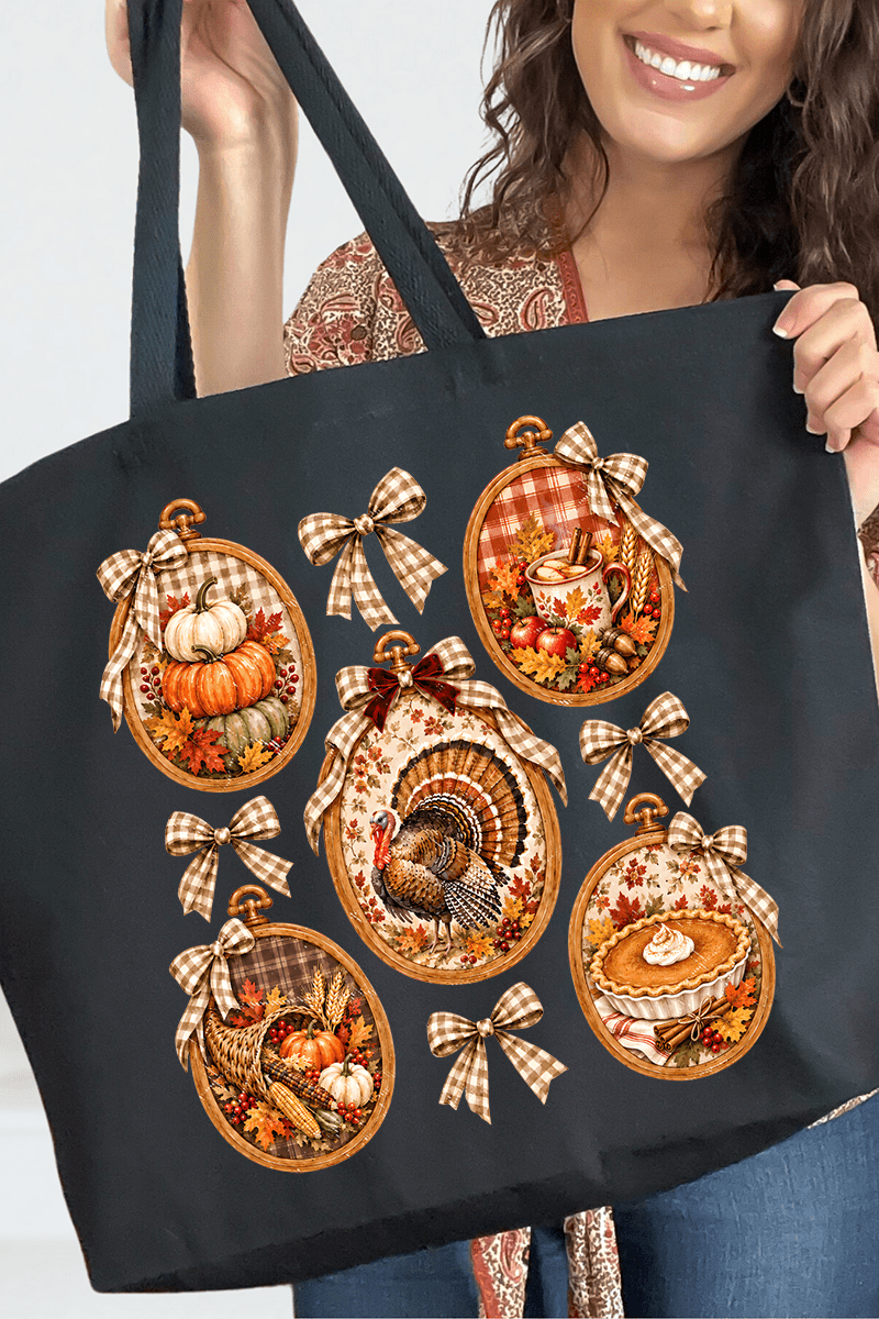 Thanksgiving Portraits Canvas Jumbo Tote