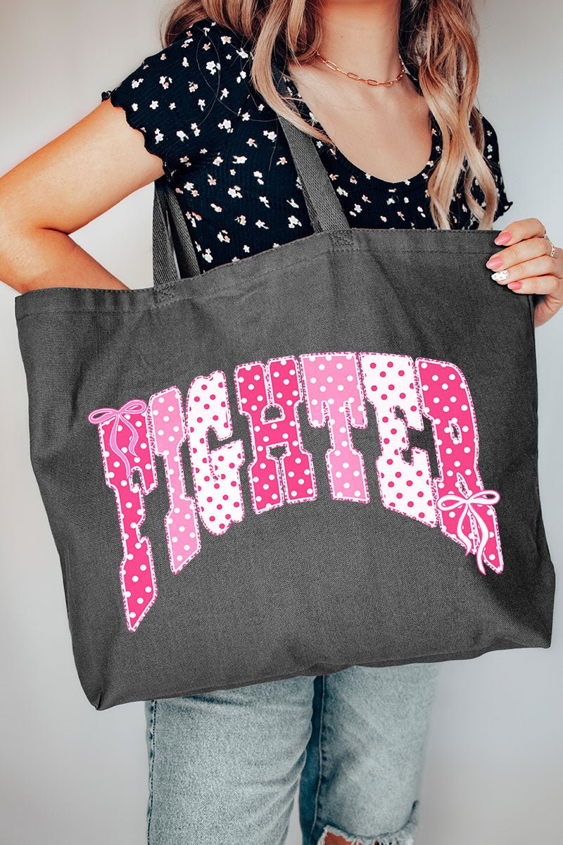 Pink Polka Pop Fighter Canvas Jumbo Tote