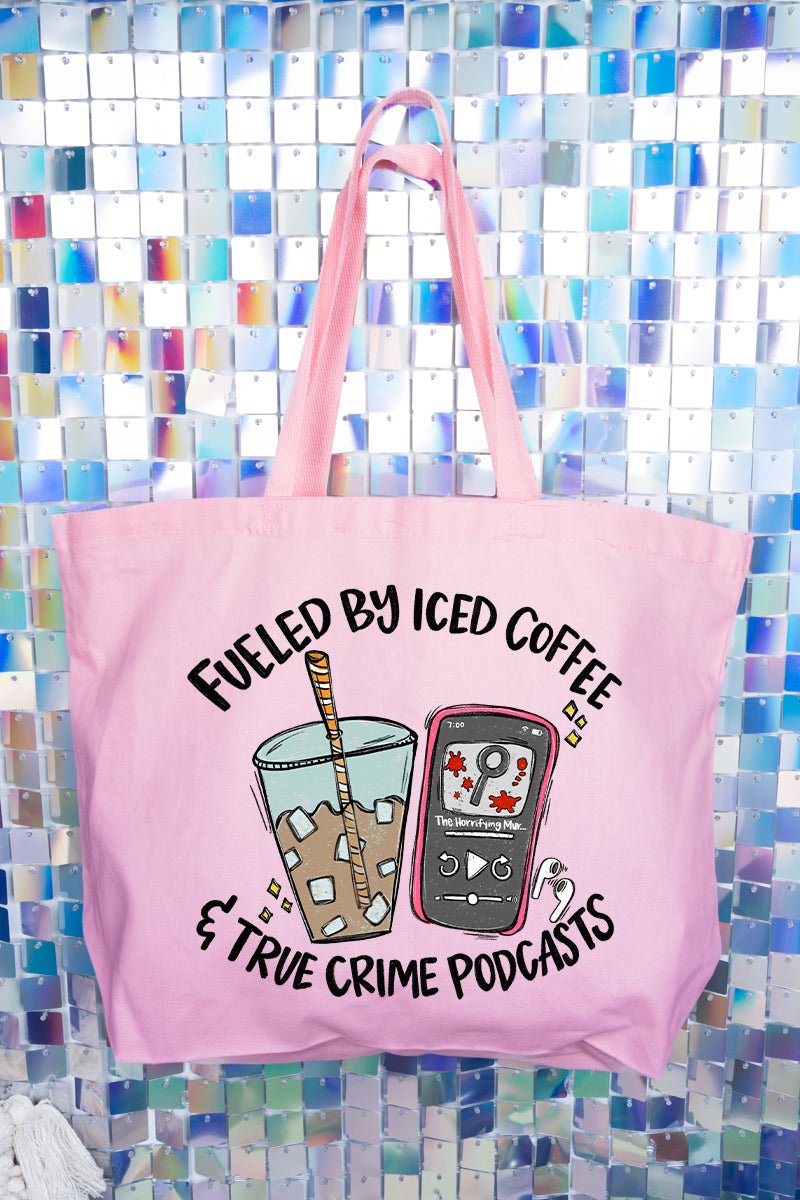 Iced Coffee & True Crime Canvas Jumbo Tote