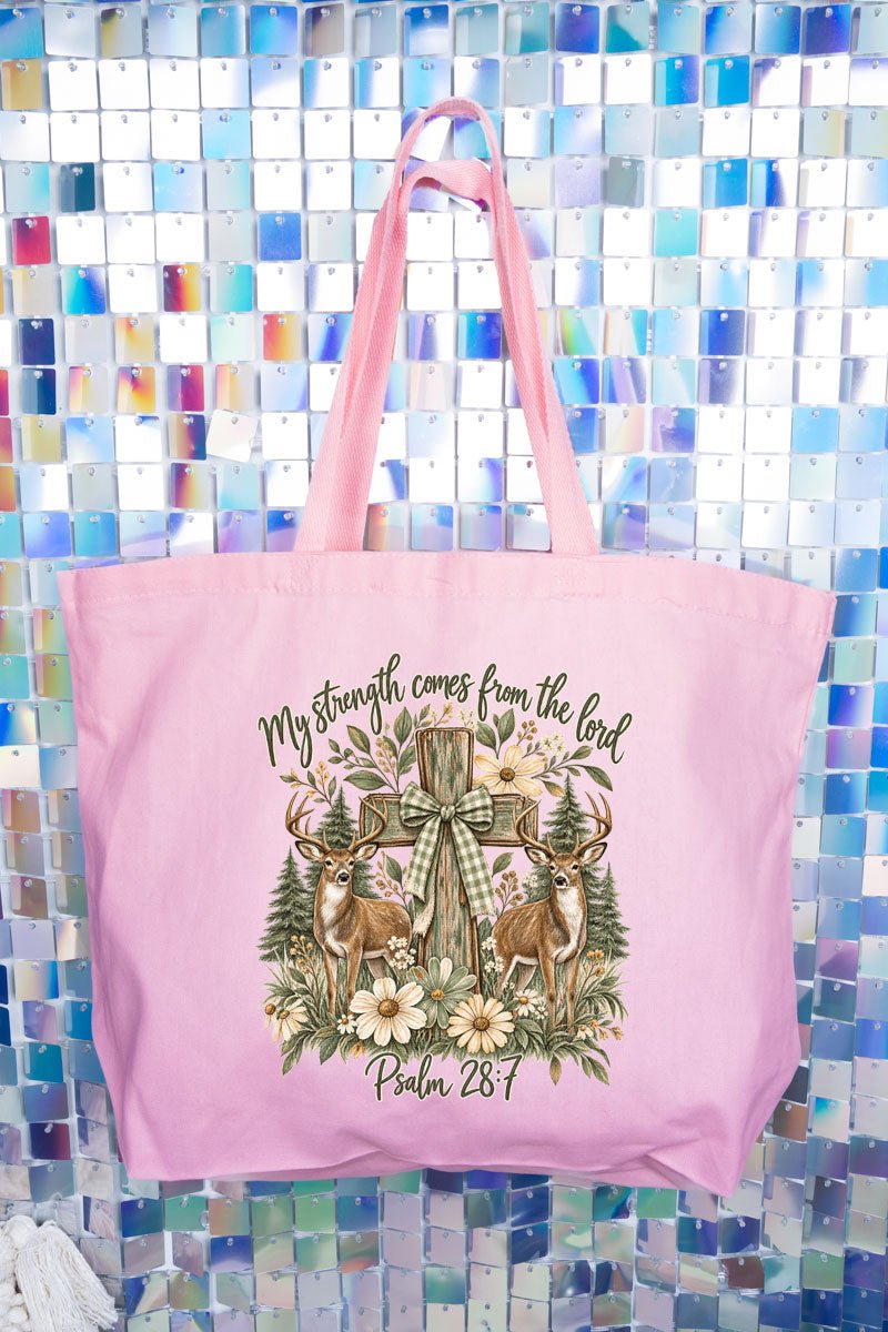 My Strength Woodland Deer Canvas Jumbo Tote