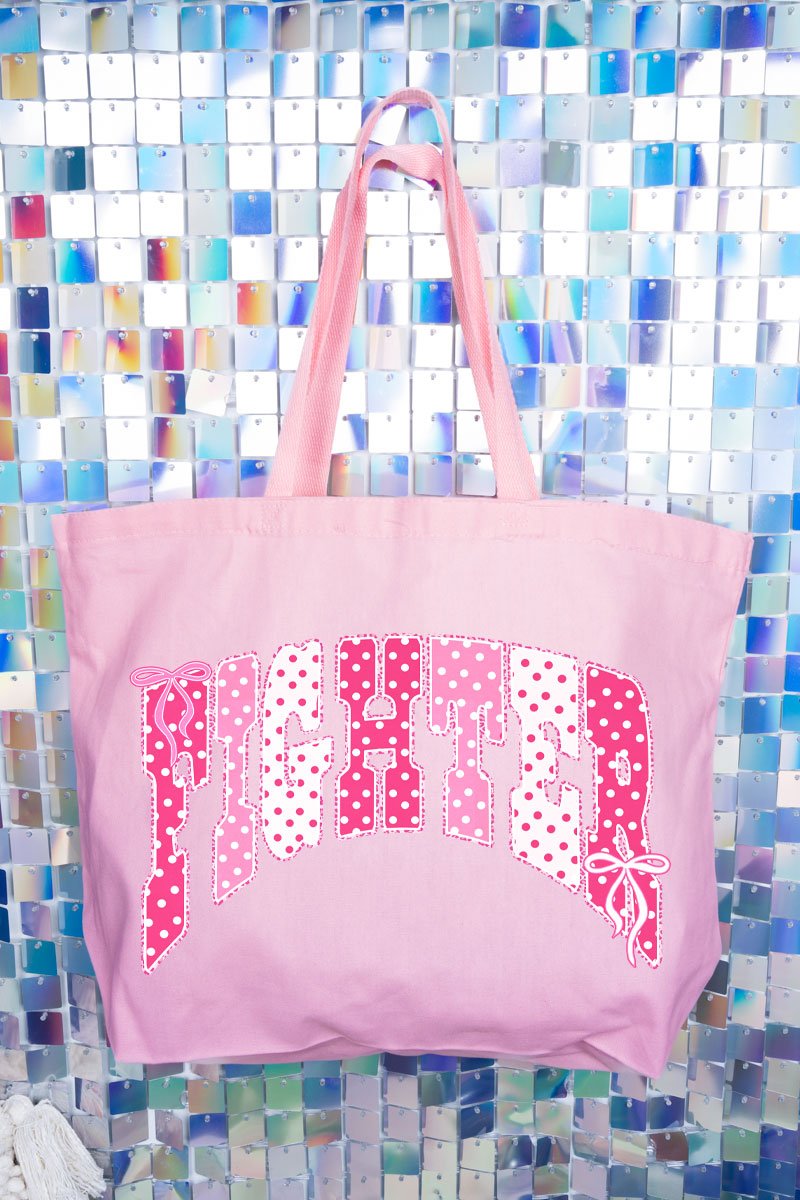 Pink Polka Pop Fighter Canvas Jumbo Tote