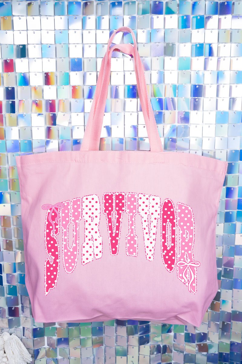 Pink Polka Pop Survivor Canvas Jumbo Tote
