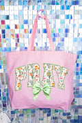 Watercolor Petaled Pray Canvas Jumbo Tote
