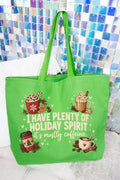 Caffeinated Holiday Spirit Canvas Jumbo Tote