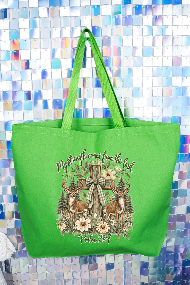 My Strength Woodland Deer Canvas Jumbo Tote