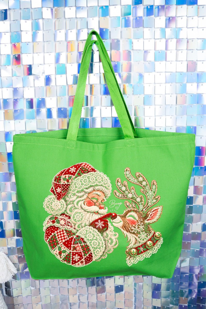 Santa's Christmas Boop Canvas Jumbo Tote
