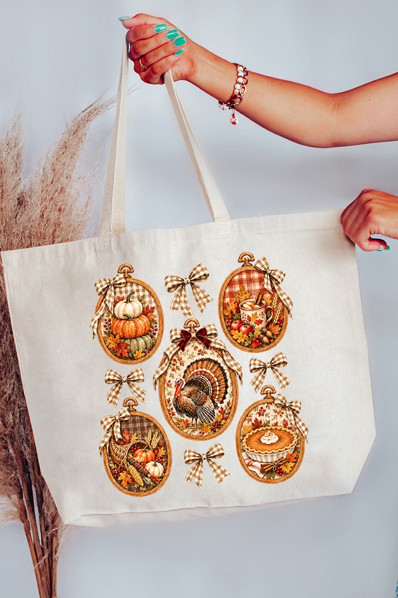 Thanksgiving Portraits Canvas Jumbo Tote