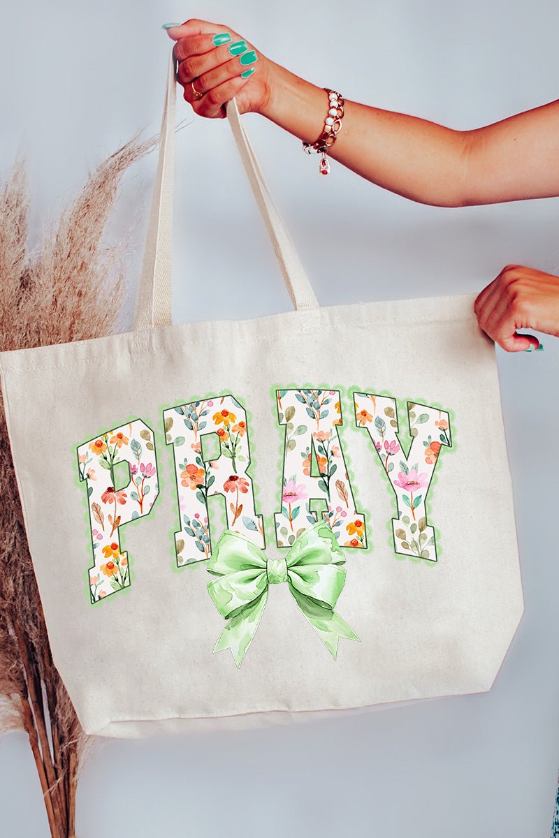 Watercolor Petaled Pray Canvas Jumbo Tote