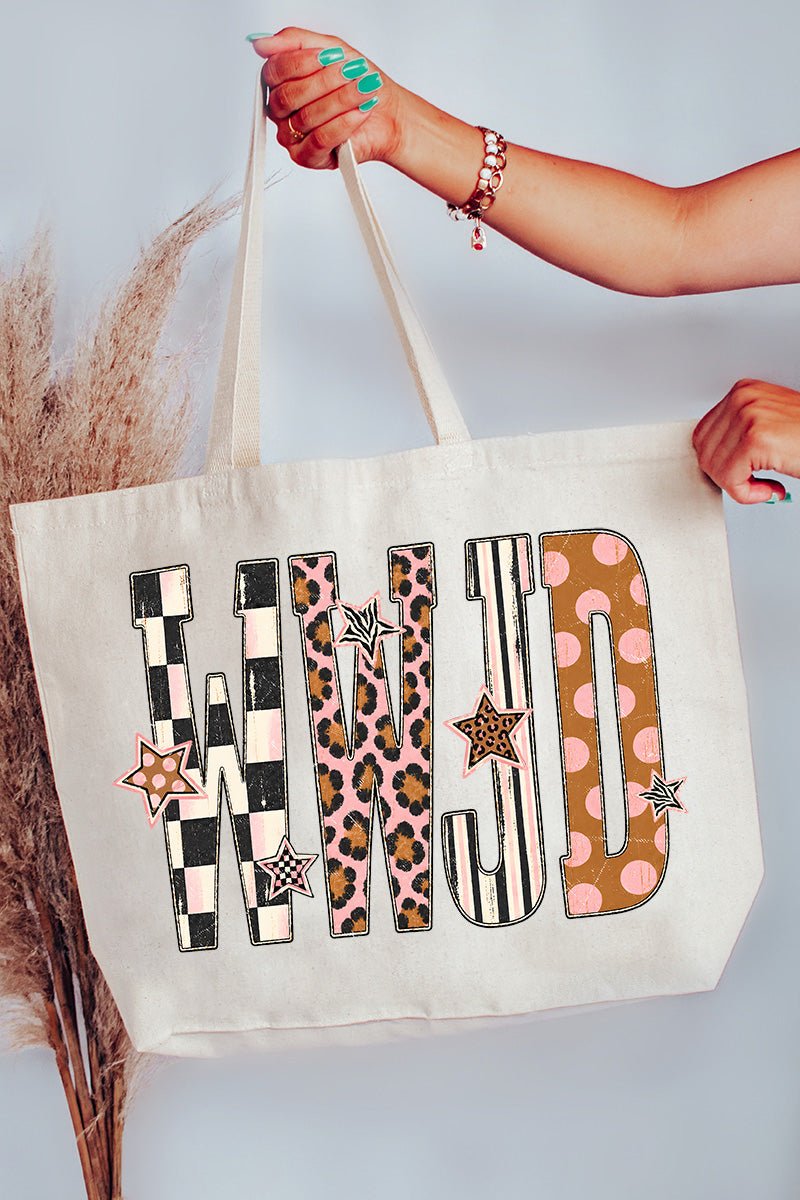 WWJD Pattern Pop Canvas Jumbo Tote