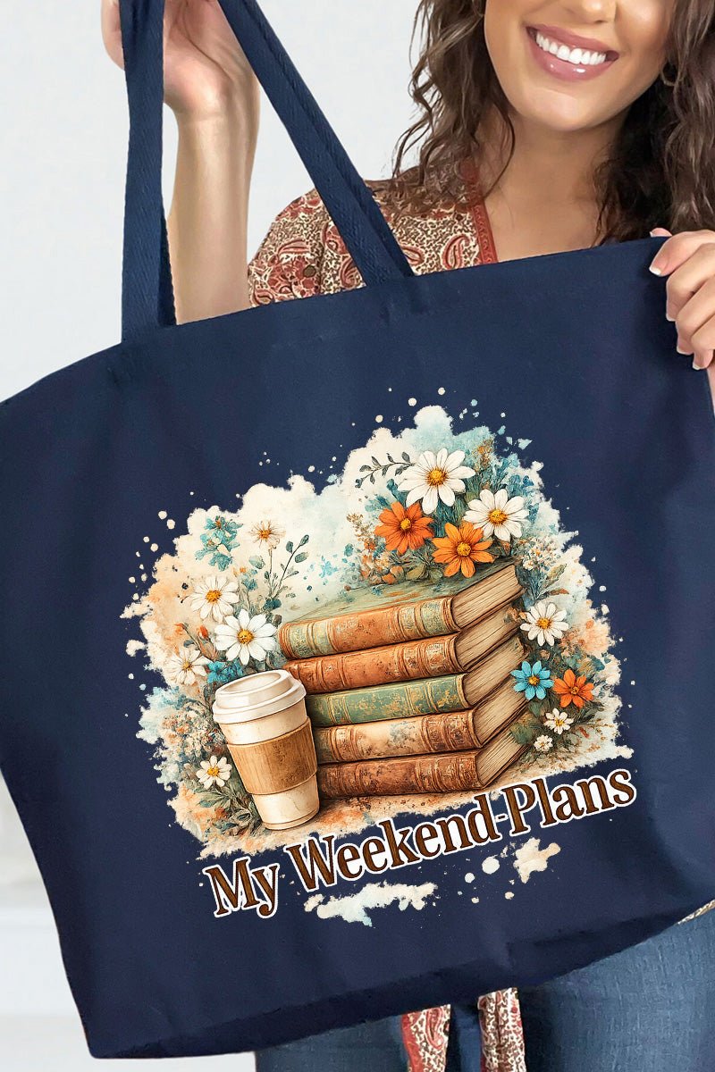 Weekend Books & Brews Canvas Jumbo Tote
