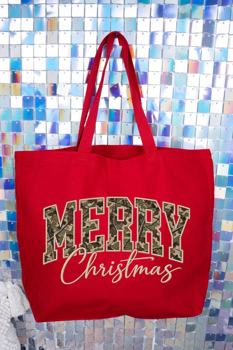 Camo Merry Christmas Canvas Jumbo Tote