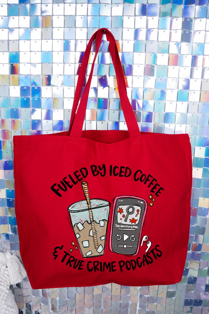 Iced Coffee & True Crime Canvas Jumbo Tote