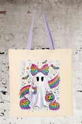 Rainbow Glam Ghost Medium Canvas Tote