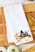 Autumn Owl Duo Waffle Kitchen Towel