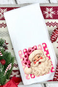 Pink Dot Jolly Santa Waffle Kitchen Towel