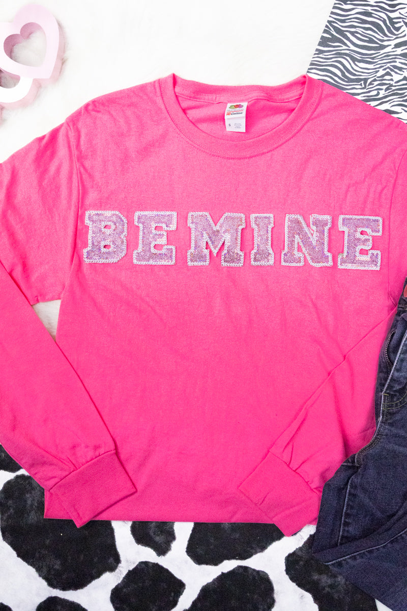Be Mine Pink Sparkle Patch Unisex HD Cotton Long Sleeve Tee product image 1