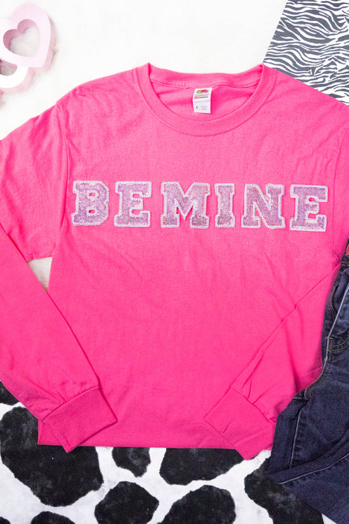 Be Mine Pink Sparkle Patch Unisex HD Cotton Long Sleeve Tee product image 1