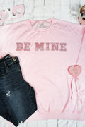 Be Mine Pink Sparkle Patch Heavy-weight Crew Sweatshirt product image 1